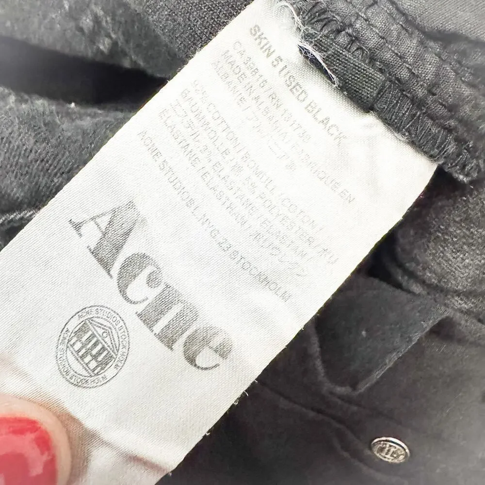 Acne Studios Skin 5 Used Black Stretch Black Charcoal Denim Jeans Size 23